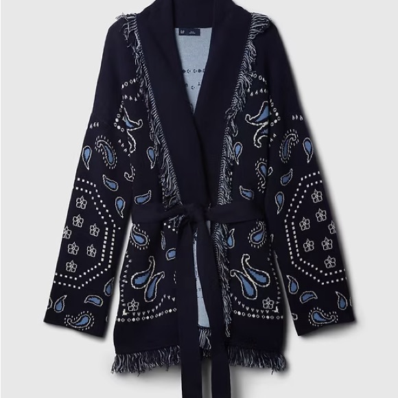GAP Navy Blue Patterned WrapCardigan - Picture 2 of 5